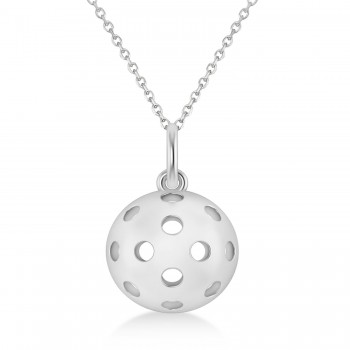 Pickleball Pendant Necklace 14k White Gold