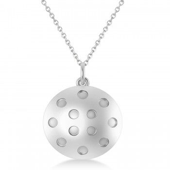 Large Pickleball Pendant Necklace 14k White Gold