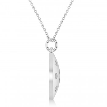 Large Pickleball Pendant Necklace 14k White Gold