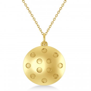 Large Pickleball Pendant Necklace 14k Yellow Gold