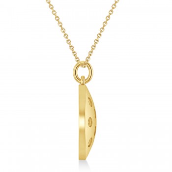 Large Pickleball Pendant Necklace 14k Yellow Gold