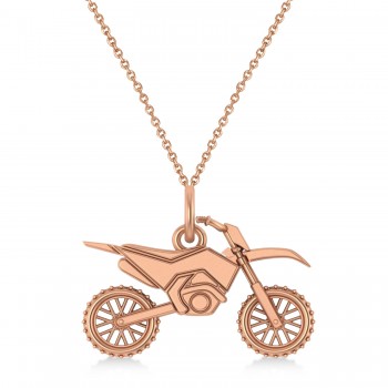 Motorcycle Charm Pendant Necklace 14K Rose Gold