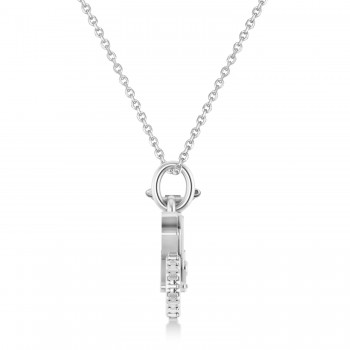 Motorcycle Charm Pendant Necklace 14K White Gold