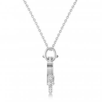 Motorcycle Charm Men's Pendant Necklace 14K White Gold