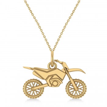 Motorcycle Charm Pendant Necklace 14K Yellow Gold