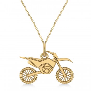 Motorcycle Charm Men's Pendant Necklace 14K Yellow Gold