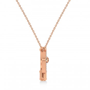 Diamond Dual Pickleball Paddles Pendant Necklace 14K Rose Gold (0.25ct)