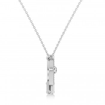 Diamond Dual Pickleball Paddles Pendant Necklace 14K White Gold (0.25ct)