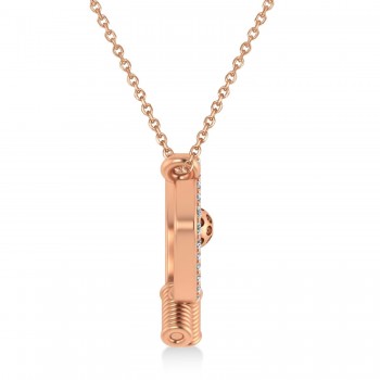 Diamond Dual Pickleball Paddles Pendant Necklace 18K Rose Gold (0.25ct)