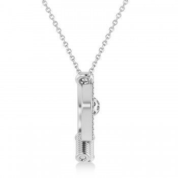 Diamond Dual Pickleball Paddles Pendant Necklace 18K White Gold (0.25ct)