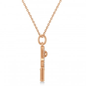 Diamond Pickleball Paddle Pendant Necklace 14k Rose Gold (0.24ct)