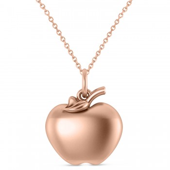 Apple Charm Pendant Necklace 14K Rose Gold