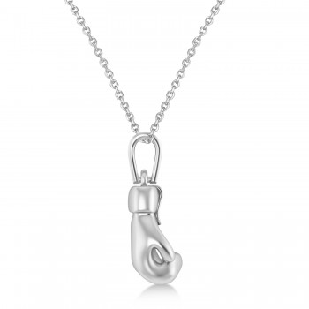 Boxing Glove Charm Men's Pendant Necklace 14K White Gold