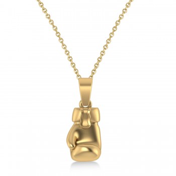 Boxing Glove Charm Men's Pendant Necklace 14K Yellow Gold