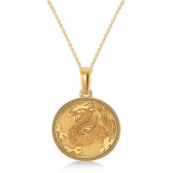 Dragon Zodiac Pendant Necklace 14K Yellow Gold