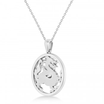 Dragon Charm Pendant Necklace 14K White Gold