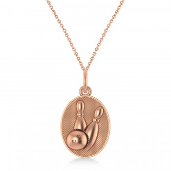 Bowling Disc Charm Men's Pendant Necklace 14K Rose Gold