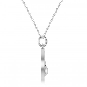 Bowling Disc Charm Men's Pendant Necklace 14K White Gold