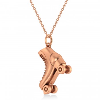 Diamond Accented Roller Skate Pendant Necklace 14K Rose Gold (0.15ct)