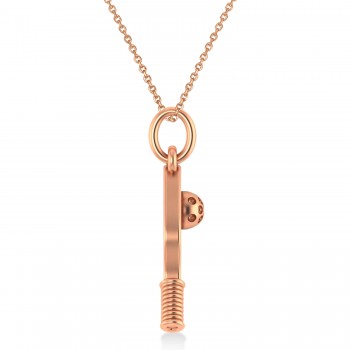 Large Pickleball Paddle Pendant Necklace 14k Rose Gold