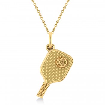 Large Pickleball Paddle Pendant Necklace 14k Yellow Gold