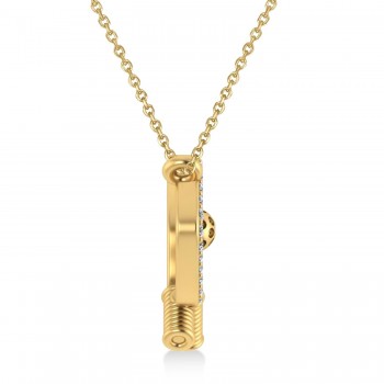 Diamond Large Dual Pickleball Paddle Pendant Necklace 18K Yellow Gold (0.50ct)