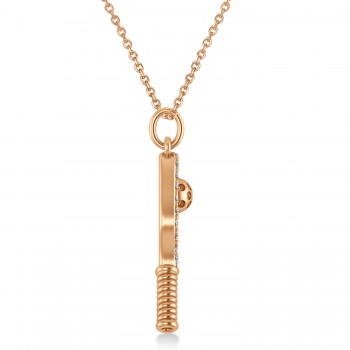 Diamond Pickleball Paddle Pendant Necklace 14k Rose Gold (0.50ct)