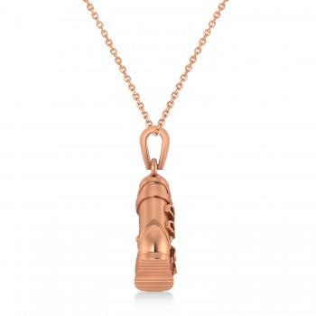 Ski Boot Charm Pendant Necklace 14K Rose Gold