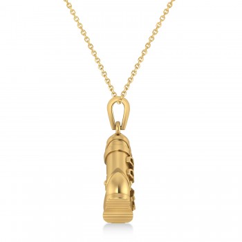 Ski Boot Charm Pendant Necklace 14K Yellow Gold