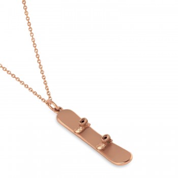 Snowboard with Boots Charm Pendant Necklace 14K Rose Gold