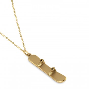 Snowboard with Boots Charm Pendant Necklace 14K Yellow Gold