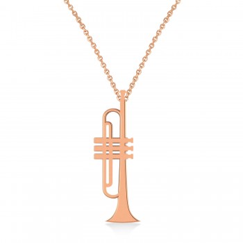 Trumpet Music Pendant Necklace 14K Rose Gold