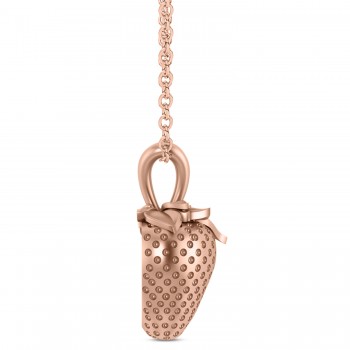 Strawberry Charm Pendant Necklace 14K Rose Gold