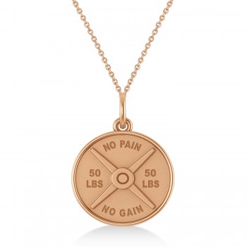 Weight Plate Charm Men's Pendant Necklace 14K Rose Gold