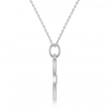 Weight Plate Charm Men's Pendant Necklace 14K White Gold