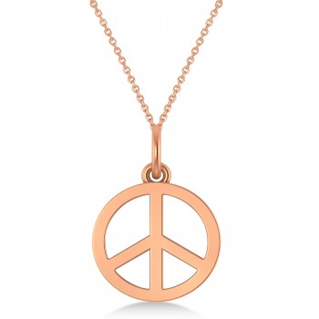 Peace Symbol Charm Pendant Necklace 14K Rose Gold