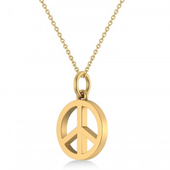 Peace Symbol Charm Pendant Necklace 14K Yellow  Gold