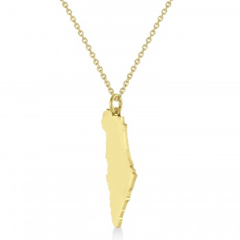 Diamond Accented Israel Map Pendant Necklace 14K Yellow Gold (0.37ct)