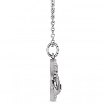 Diamond Planet & Stars Beaded Pendant Necklace 14K White Gold (0.25ct)