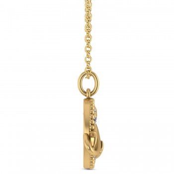 Diamond Planet & Stars Beaded Pendant Necklace 14K Yellow Gold (0.25ct)
