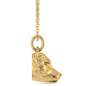 Bear Head Charm Pendant Necklace 14K Yellow Gold
