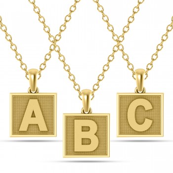 Personalized Initial Letter Pendant Necklace 14K Yellow Gold