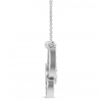 Lab Grown Diamond Butterfly Charm Pendant Necklace 14K White Gold (0.51ct)
