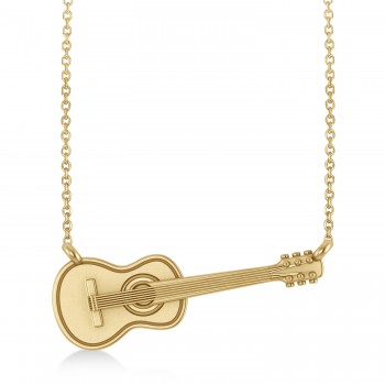 Guitar Charm Pendant Necklace Medium 14K Yellow Gold