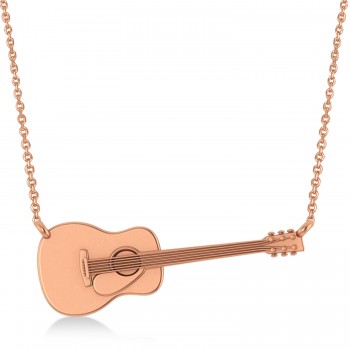 Guitar Charm Pendant Necklace Large 14K Rose Gold
