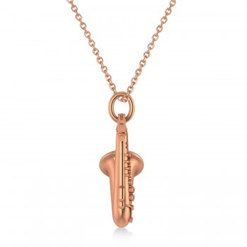 Saxophone Music Pendant Necklace 14 Rose Gold