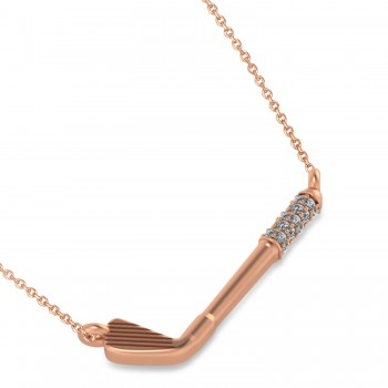 Diamond Golf Club Charm Pendant Necklace 14K Rose Gold (0.09ct)