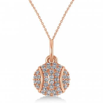 Diamond Tennis Ball Charm Pendant Necklace 14K Rose Gold (0.38ct)