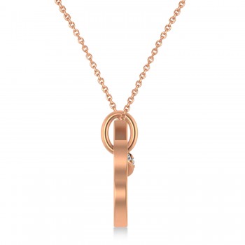 Diamond Puppy Dog Animal Lover Pendant Necklace 14K Rose Gold (0.04ct)