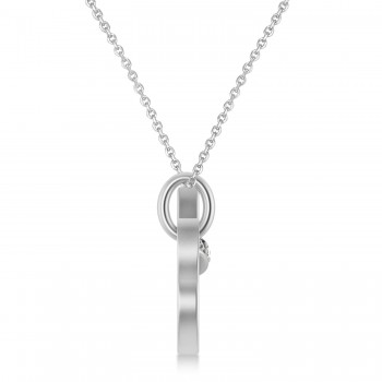 Diamond Puppy Dog Animal Lover Pendant Necklace 14K White Gold (0.04ct)